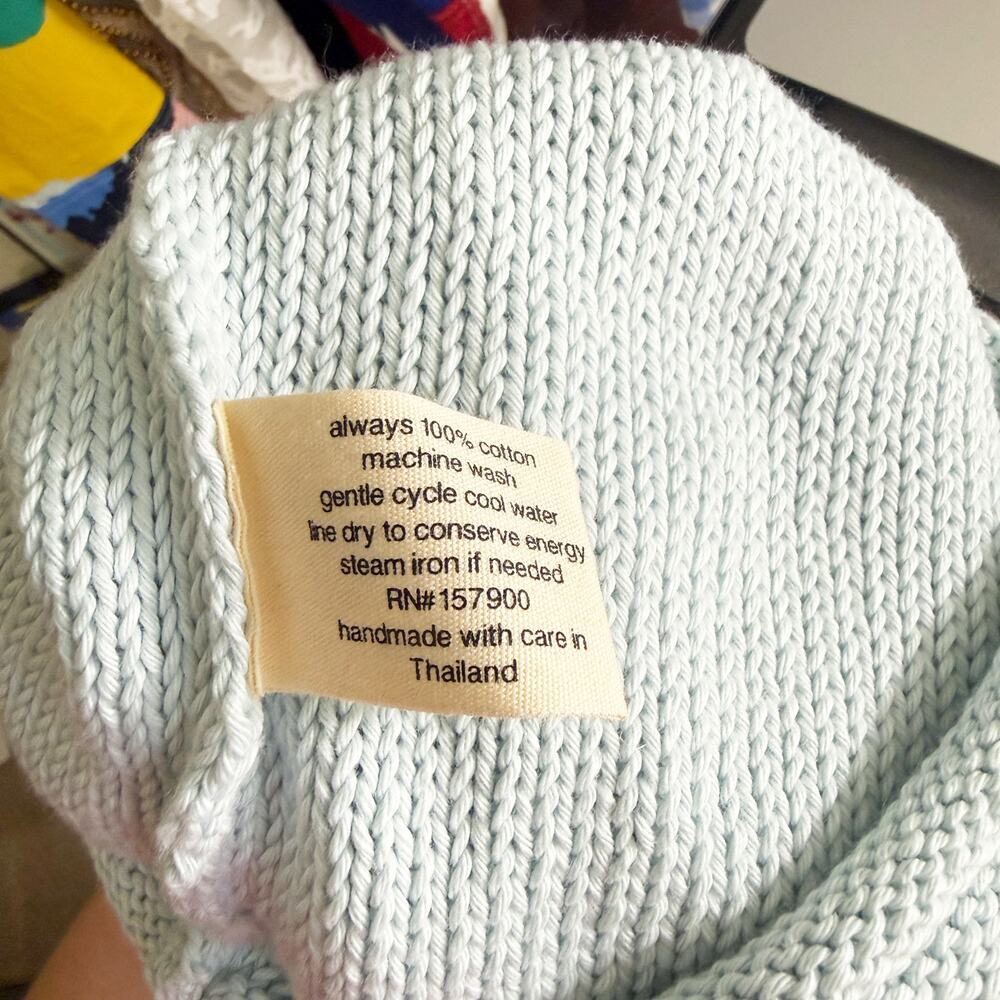 NWT Honest Cotton Light Blue 100% Cotton Sweater Women's One Size Roll Neck - Picture 7 of 8